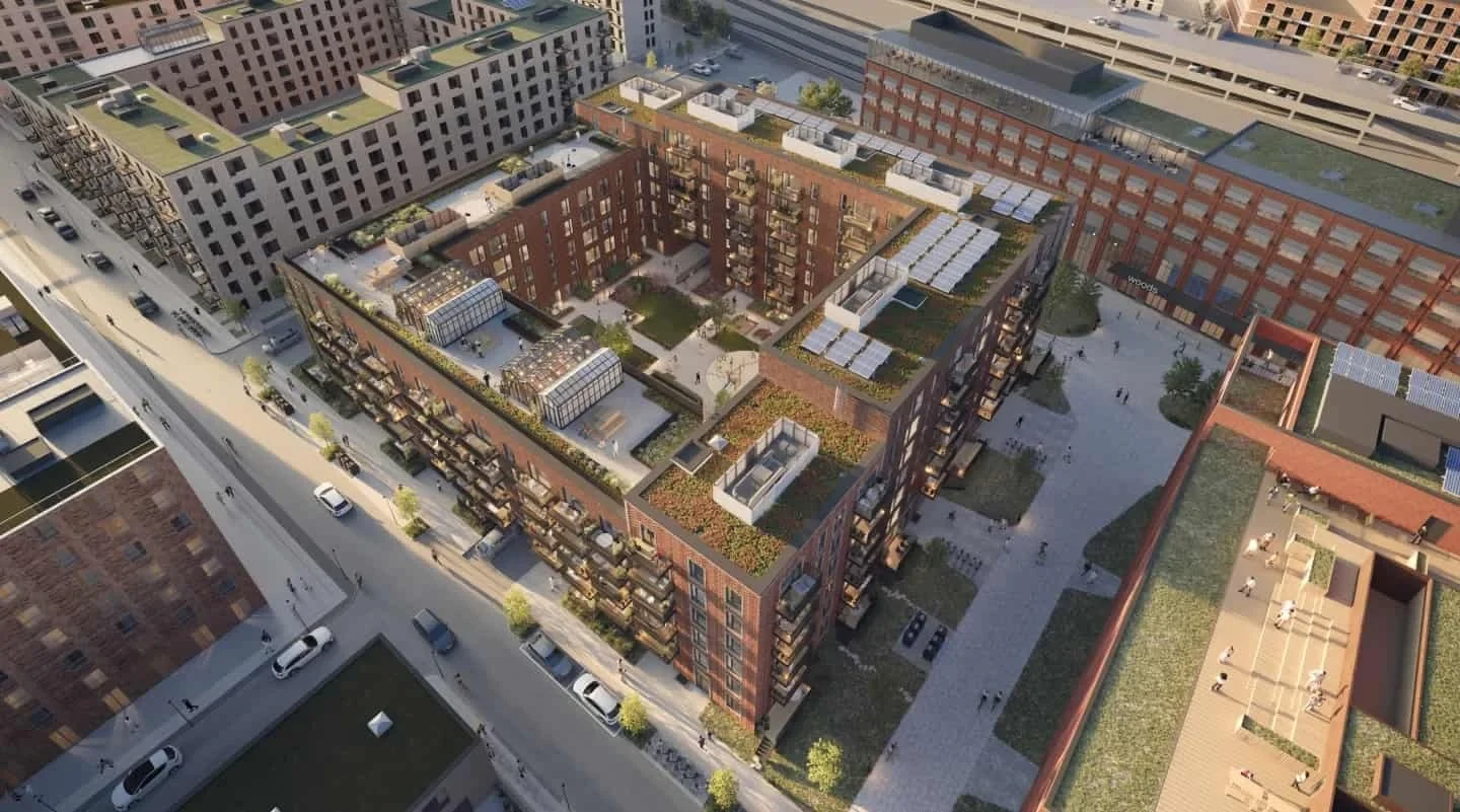 Aerial project view of Torveporten in Copenhagen