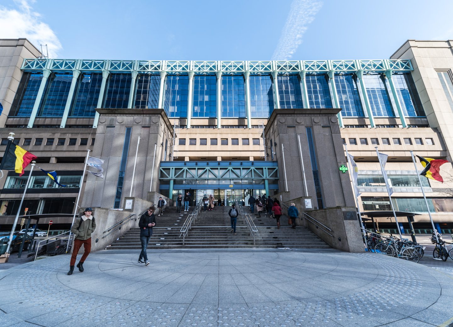 Main entrance and exterior façade of Brussels-North railway station