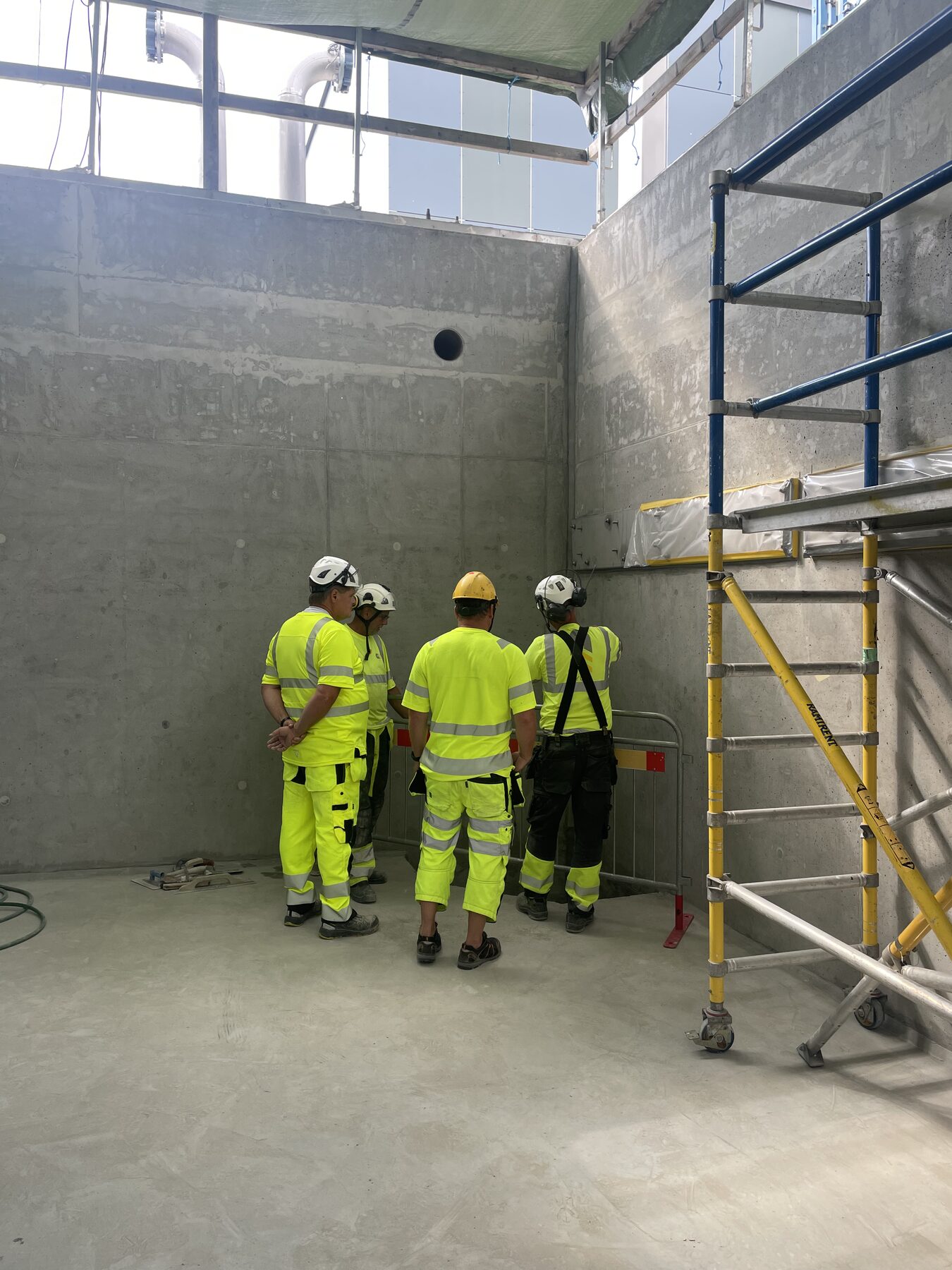 Coated basin channels inside the central treatment plant in Kristianstad